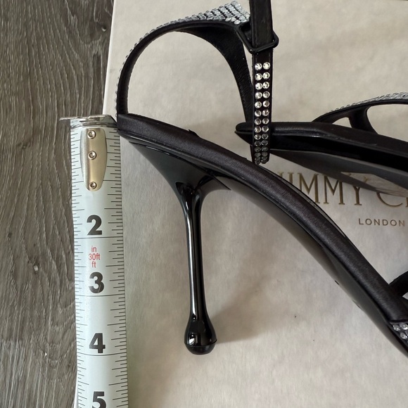 JIMMY CHOO Women's Ixia Embellished High Heel Sandals Rhinestone Black - Picture 12 of 14